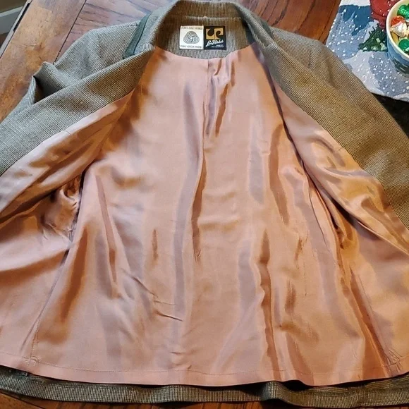 Lee Parker Vintage Brown Pinstripe Pure Wool 2 Button Blazer Est Size S/M - Picture 10 of 14